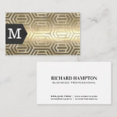 Carte De Visite Monogramme | Métal or | Géométrique Gold Foil (Devant / Derrière)