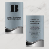 Carte De Visite Monogramme / Metallic brossé Vague Arrière - plan (Devant / Derrière)