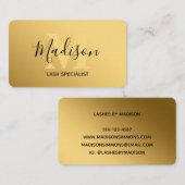 Carte De Visite Monogramme métallique brossé classique or élégant  (Devant / Derrière)