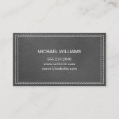 Carte De Visite Monogramme métallique | Cuir gris pointu double (Dos)