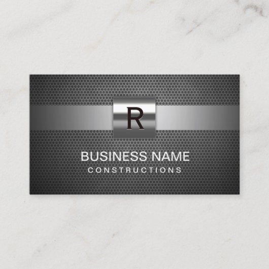 Carte De Visite Monogramme métallique de construction professionne (Devant)