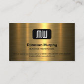 Carte De Visite Monogramme | Métallique d'or (Dos)