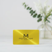 Carte De Visite Monogramme métallique en acier inoxydable d'or (Debout devant)