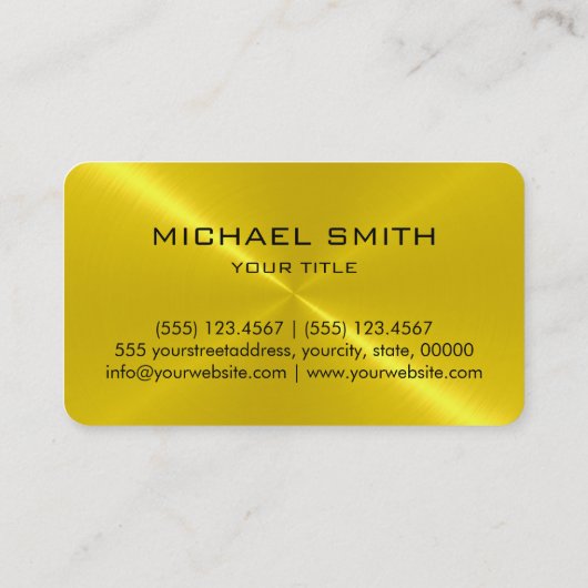 Carte De Visite Monogramme métallique en acier inoxydable d'or (Dos)