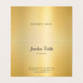 Carte De Visite Monogramme métallisé Moderne Faux Gold Script (Intérieur déplié)