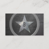 Carte De Visite Monogramme Militaire Étoile Cool Grunge Metallic (Devant)
