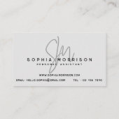 Carte De Visite Monogramme minimal apparence naturelle (Dos)