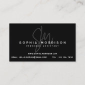 Carte De Visite Monogramme minimal apparence naturelle noir (Dos)