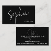Carte De Visite Monogramme minimal apparence naturelle noir (Devant / Derrière)