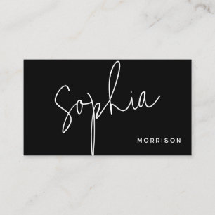 Carte De Visite Monogramme minimal apparence naturelle noir