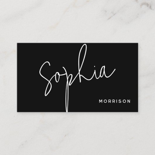 Carte De Visite Monogramme minimal apparence naturelle noir (Devant)