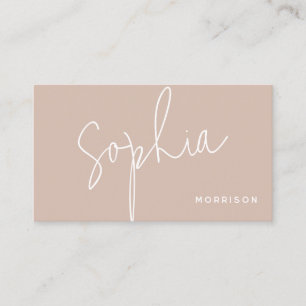 Carte De Visite Monogramme minimal apparence naturelle rose