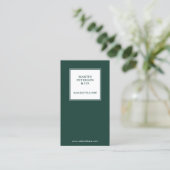 Carte De Visite Monogramme minimal | Cadre blanc sur Vert foncé (Debout devant)
