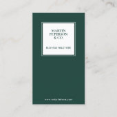 Carte De Visite Monogramme minimal | Cadre blanc sur Vert foncé (Devant)
