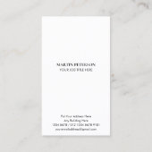 Carte De Visite Monogramme minimal | Cadre Carré blanc sur noir (Dos)