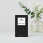Carte De Visite Monogramme minimal | Cadre Carré blanc sur noir (Debout devant)