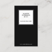 Carte De Visite Monogramme minimal | Cadre Carré blanc sur noir (Devant)