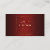 Carte De Visite Monogramme minimal | Cadre Or sur Elegant Red (Devant)