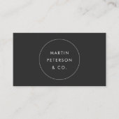 Carte De Visite Monogramme minimal | Cercle blanc sur gris foncé (Devant)