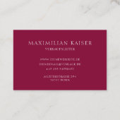 Carte De Visite Monogramme minimal de Weinrote Visitenkarte (Dos)