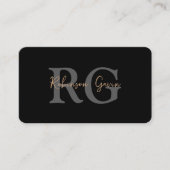 Carte De Visite Monogramme minimal élégant Code QR noir (Devant)