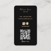 Carte De Visite Monogramme minimal élégant Code QR noir (Dos)