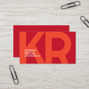 Carte De Visite Monogramme minimal Gras simple rétro bonbon rouge