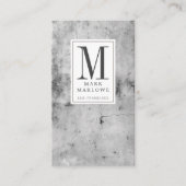 Carte De Visite Monogramme minimal Gris de charbon de bois Texture (Devant)