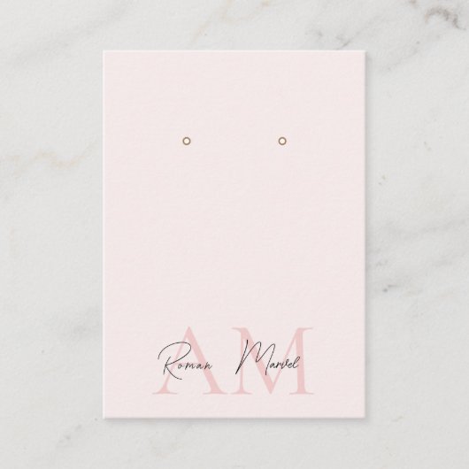 Carte De Visite Monogramme minimal initial et nom Pastel rose (Devant)