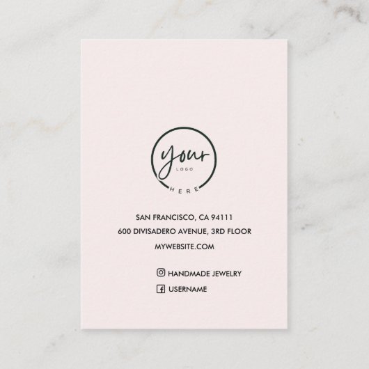 Carte De Visite Monogramme minimal initial et nom Pastel rose (Dos)