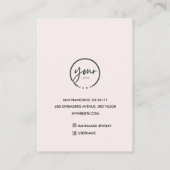 Carte De Visite Monogramme minimal initial et nom Pastel rose (Dos)