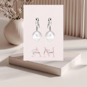 Carte De Visite Monogramme minimal initial et nom Pastel rose