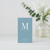 Carte De Visite Monogramme minimal moderne bleu vertical (Debout devant)