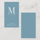 Carte De Visite Monogramme minimal moderne bleu vertical (Devant / Derrière)