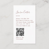 Carte De Visite Monogramme minimal moderne Brown Blush QR Code (Dos)