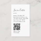 Carte De Visite Monogramme minimal moderne noir QR Code (Dos)