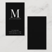 Carte De Visite Monogramme minimal moderne noir vertical (Devant / Derrière)