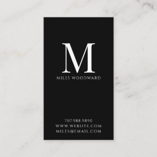 Carte De Visite Monogramme minimal moderne noir vertical