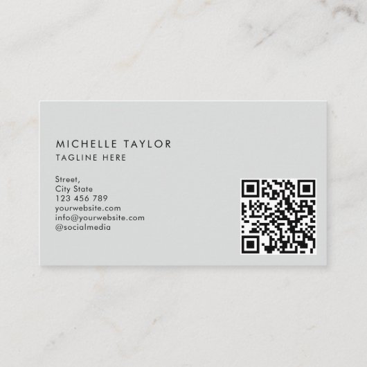 Carte De Visite Monogramme minimal moderne Simple QR CODE Business (Dos)