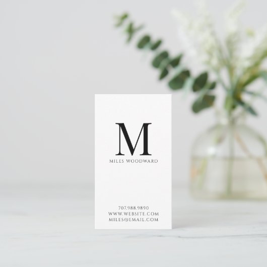 Carte De Visite Monogramme minimal moderne vertical (Debout devant)