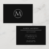 Carte de visite monogramme minimal noir (Devant / Derrière)