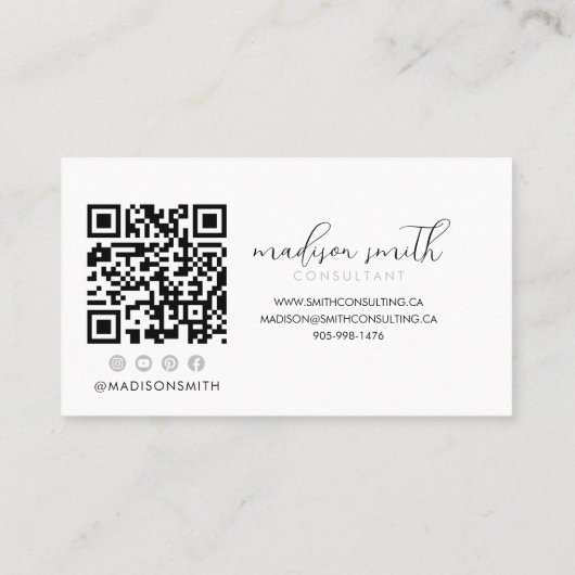 Carte De Visite Monogramme minimal noir Élégant script Feminine (Dos)