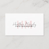 Carte De Visite Monogramme minimal Nom du script Fille rose (Devant)