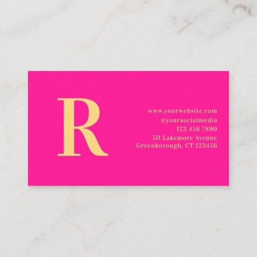 Carte De Visite Monogramme minimal rose chaud moderne (Dos)