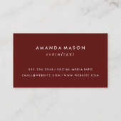 Carte De Visite Monogramme minimal rouge profond (Dos)