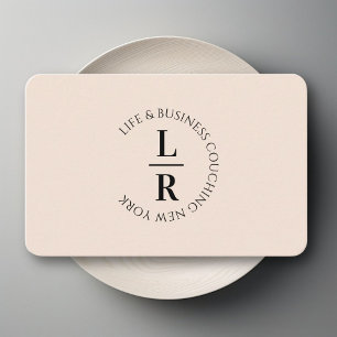 Carte De Visite Monogramme, minimaliste affaires beige naturel