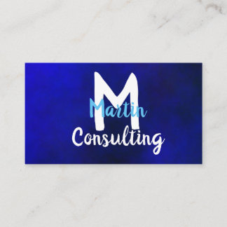 Carte De Visite Monogramme Minimaliste Blanc Et Bleu