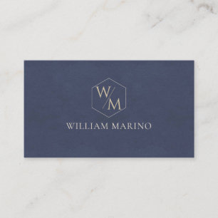 Carte De Visite Monogramme Minimaliste Bleu Nuit Foncé