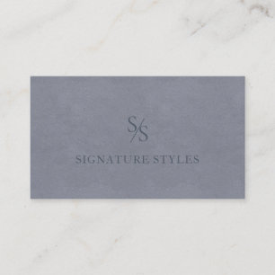 Carte De Visite Monogramme Minimaliste Bleu Poussiéreux