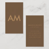 Carte De Visite Monogramme minimaliste Brown (Devant / Derrière)